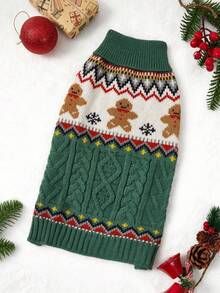 PETSIN 1 件红绿姜饼人麋鹿圣诞宠物毛衣小狗衣服小型犬和猫冬季保暖 - 彩色 - 查看 13