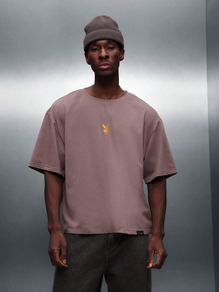 PLAYBOY X SUMWON T-shirt girocollo a manica corta con vestibilità comoda, con grafica del logo a coniglio, stile casual e da strada per l'estate