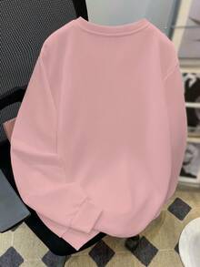 Manfinity Homme Sweat-shirt col rond à manches longues avec imprimé araignée pour hommes - Rose bonbon - Voir 2
