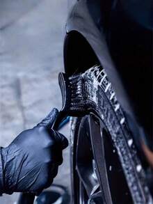 Tire Brush, Hard Bristle Brush For Automotive Detailing, Multi-Functional Carpet/Upholstery Cleaning Brush, Wheel And Tire Rim Cleaning Brush, Car Wheel Hub Detail Cleaning Accessories, Black Tire Wash Car Care Tools, Auto Supplies, Car Cleaning Products