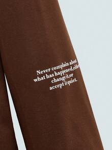 Modcrash 男士洛杉矶字母口袋连帽卫衣，秋冬新品 - 棕色 - 查看 5