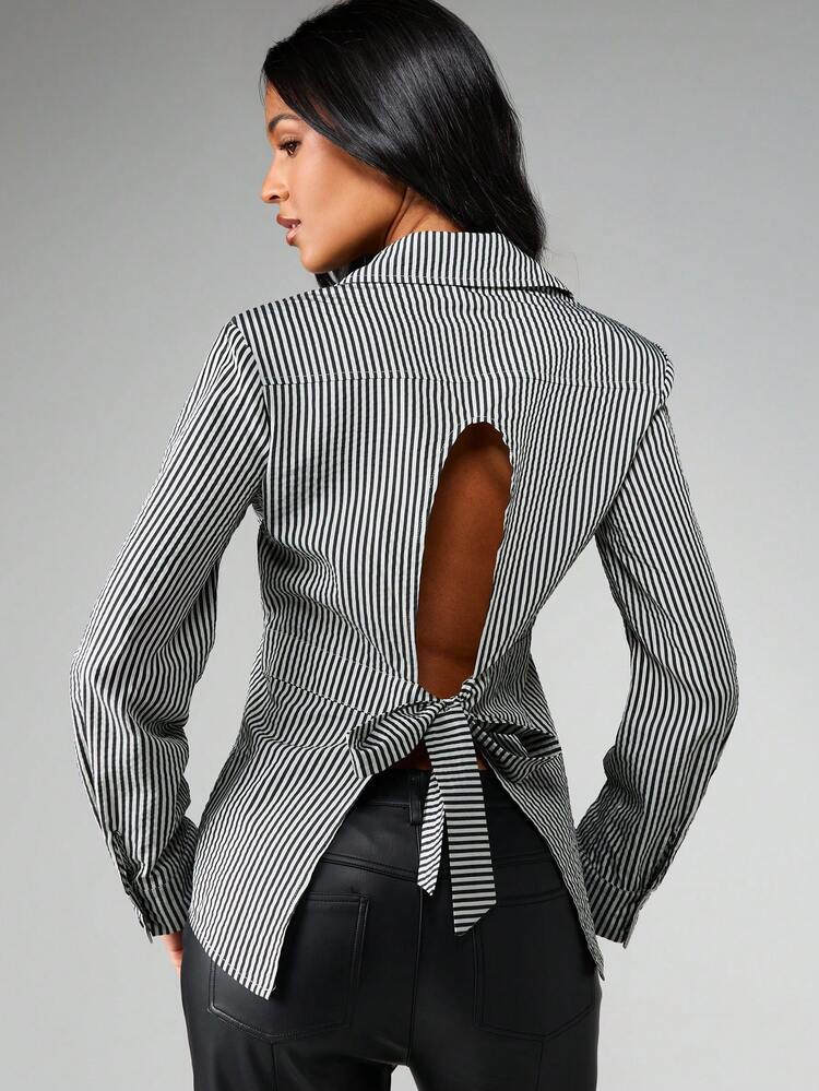 MISSGUIDED Chemisier ajusté à col en V et dos lacé