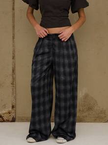 COUREZ Low Rise Medium Balloon Check Trousers/ Y2K Spring For Women Oversized Trousers Going Out Party Festivals - Multicolor - View 4