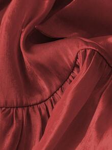 DreamSkyne 大码女式珍珠串珠蝴蝶结喇叭袖优雅衬衫