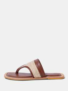 Styleloop Women's Casual Comfortable Thong Flat Sandals, Bohemian Style For Vacation - Brown - View 8