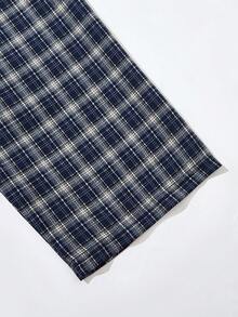 Teen Girls Pajamas-2 Piece Pajama Set Plaid Navy Blue White Long Sleeve Button Up Top With Lace Trim Chest Pocket Long Pants Sleepwear Loungewear Four Seasons Holiday 2026 New Year Must Have Cute Cozy Classic - Multicolor - View 6