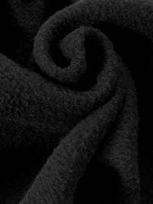 SHEIN Teen Girls Casual Fashion Letter Graphic Hooded Pleated Black Dress With Thermal Lined