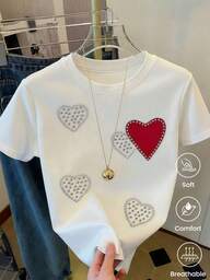 Camiseta de cuello redondo y mangas cortas de ropa fashion, fabricada en México, para la temporada primavera-verano 2025. Con estampado de dibujos animados, es un modelo de pareja, apta para usar tanto por dentro como por fuera, ideal para oficina y estilo casual, diseñada para hombres y mujeres, en unidad individual.