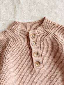 PrepCrw 男童学院风半拉链立领长袖毛衣 - 卡其色 - 查看 4