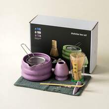 Matcha Set, Japanese Tea Set Includes Matcha Bowl With Spout, Matcha Whisk Holder, Bamboo Matcha Whisk And Bamboo Scoop, 17 Oz Mottled Green Glaze Ceramic Matcha Kit For Tea Lovers