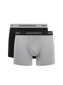 Emporio Armani سراويل داخلية رجالية أساسية من القطن الناعم المرن باللون الأزرق الداكن مع حزام خصر بشعار وجيب محدد وقصة مريحة قابلة للتنفس للاستخدام اليومي - Multicolored - مشاهدة 1