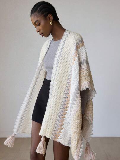 Aveloria Modichic Apricot Knitted Shawl, Soft And Cozy Casual Style, Elegant And Versatile Design, Suitable For Spring And Autumn Commute