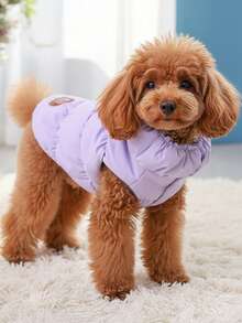 PETSIN 1pc Light Purple Markedsp 3-Layer Thick Warm Dog Jacket Coat For Small/Medium Dogs, 8 Colors Available, Suitable For Autumn/Winter - Light purple - View 3