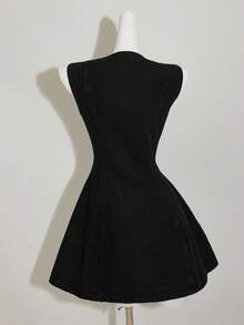 SHEIN MOD Women's Denim Sleeveless Bodycon Mini Dress, Blue - Black - View 2