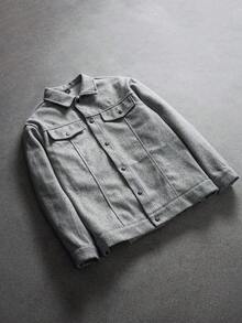 SLATEMANN Men's Loose Single Breasted Leisure Jacket, Suitable For Autumn & Winter - Grey - View 2