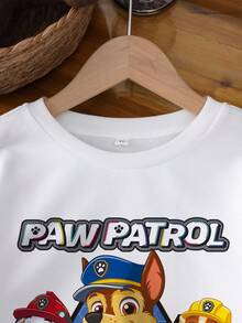 SHEIN | PAW Patrol 男童休闲字母和狗狗印花圆领卫衣，秋季款 - 白色 - 查看 3