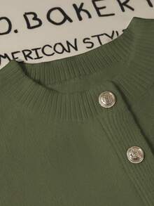 GlowEve Cárdigan corto con cintura ceñida y volantes en el bajo, decoración con botones metálicos únicos, suéter blanco elegante para mujer