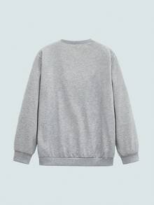 Modcrash 男士抽象线条图案印花圆领卫衣，街头风格，秋冬春夏皆宜，复古美式，男女皆宜，宽松版型夏季服装——适合日常穿着和夏季度假穿着。 - 灰色 - 查看 2