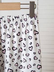 Tween GirlsLeopard Print Lapel Casual Long Sleeve Pajama Set - White - View 9