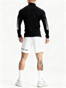 Manfinity Acti Log 男士渐变印花修身运动夹克 - 黑色 - 查看 3