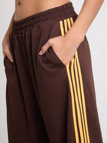 Easelle Pantaloni casual lejeri cu dungi contrastante pentru femei - Maro - Vizualizare 4