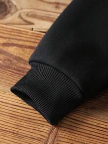 THE POWERPUFF GIRLS X SHEIN Tween Girl 休闲卡通印花长袖圆领运动衫，适合秋冬季 - 黑色 - 查看 4