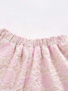 SHEIN 少女优雅提花编织弹力腰A字裙，适合日常穿着、聚会和派对，春秋季百搭之选。 - 粉色 - 查看 4