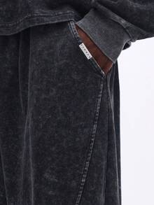 Quần nỉ SUMWON kiểu vintage, ống rộng thoải mái, có túi bên hông, thích hợp mặc ở nhà vào mùa đông và mùa thu. - màu đen - Xem 2