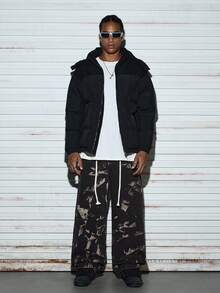 Modcrash 1pc Men Retro American High Street Zebra Striped Washed Wide Leg Jeans, Comfortable Casual Loose Denim Pants, Grunge