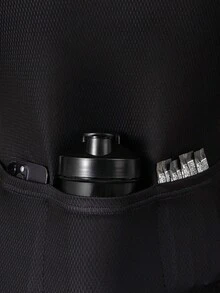 Acti Log Tricou de ciclism pentru bărbați, cu mânecă raglan în culori contrastante, cu fermoar în față - Negru - Vizualizare 3