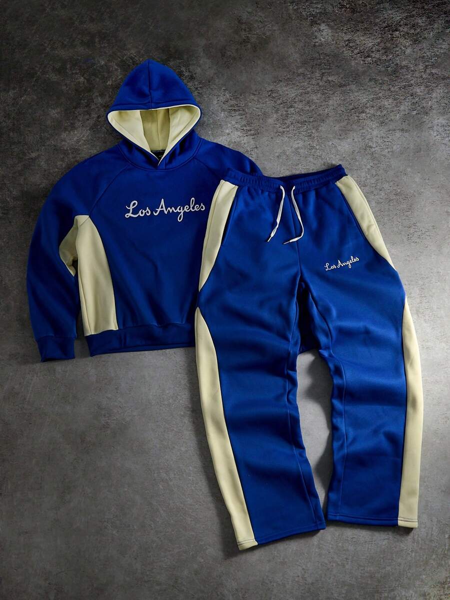 Manfinity EMRG Bộ đồ thể thao nam gồm áo hoodie và quần nỉ thêu chữ phối màu, bộ đồ chạy bộ nam, bộ đồ thể thao 2 mảnh nam, bộ đồ thể thao gồm áo hoodie và quần nỉ nam, bộ đồ chạy bộ. - Nhiều màu - Xem 1