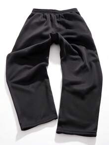 Manfinity ZONE917 Men's Solid Color Loose Elastic Waist Drawstring Pocket Sweatpants - Black - View 3