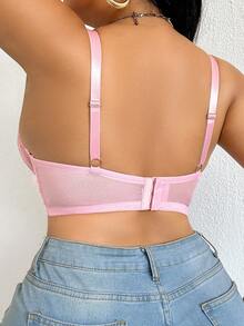 DesireSculpt 1 Áo ngực có gọng ren vá cỡ lớn - Hồng - Xem 2