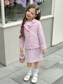 Elladie kids Young Girl Elegant Floral Lace Sleeveless Dress With Long Sleeve Cardigan Set, Girly Pink Cardigan Outfit Girl Jacket Suit - Pink - View 5