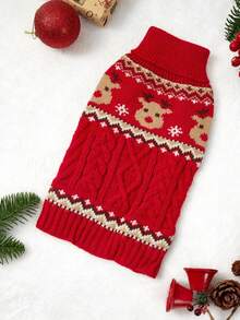 PETSIN 1 件红绿姜饼人麋鹿圣诞宠物毛衣小狗衣服小型犬和猫冬季保暖 - 彩色 - 查看 12