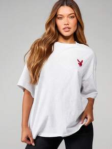 Missguided x Playboy 超大杂志封面图案印花短袖圆领纯棉T恤，背面印有标语图案 - 淺灰色 - 查看 2