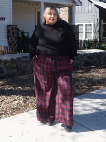 Enliva Casual Loose Plus Size Comfortable Wide Leg Pants, Suitable For Autumn/Winter Suitable For Going Out, For Apple Rounded Body Shape - Multicolor - View 5