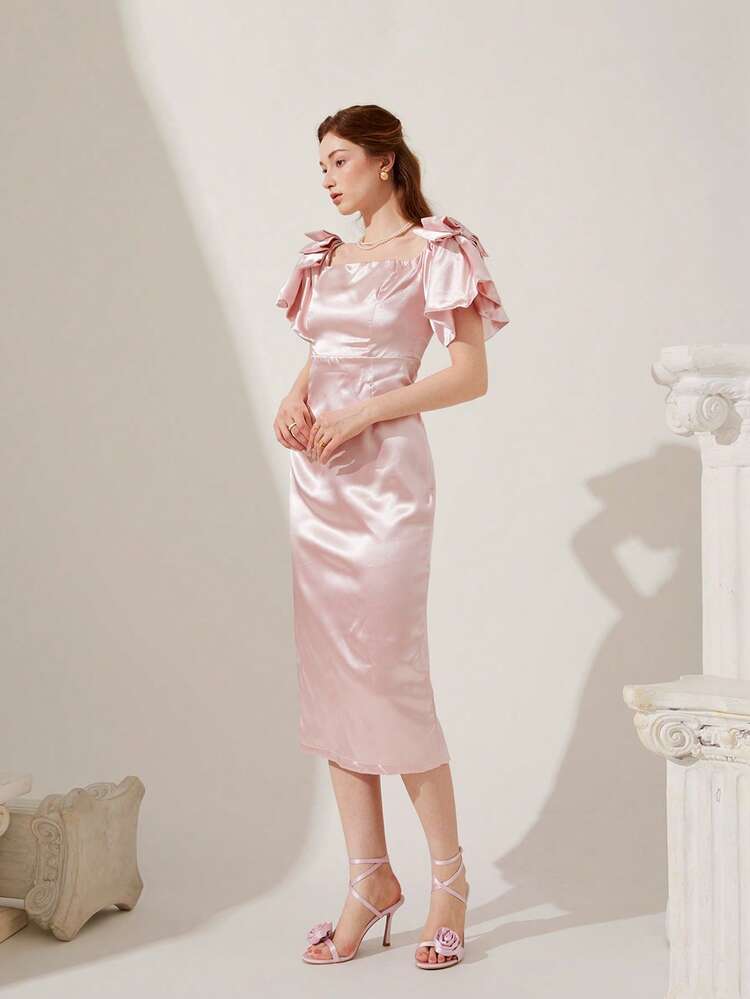 CUCCOO CHICEST Sandalias elegantes y sexys para mujer con flor de rosa rosa, puntera redonda, tacón de aguja alto, correa de tobillo para fiesta, cita y vestido formal