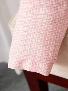 2pcs/Set Teenage Girls Colorful Bow Decor Long Sleeve Knit Top & Pleated Mini Skirt Set, Elegant Casual Comfortable Outfit For Parties, Events, Festivals, Outings, All Seasons - Pink - View 3