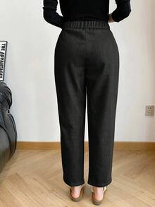 EMERY ROSE Plus Size Versatile Casual Pants, Suitable For Commuting, Autumn/Winter - Black - View 2