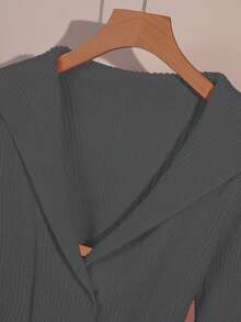 GlowEve 初秋冬新款针织开衫上衣，独特设计，高端质感，收腰，粉色女款毛衣 - 深灰色 - 查看 6