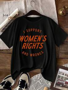 INAWLY EZwear 女式短袖 T 恤，印有标语“我支持妇女的权利和错误”图案 T 恤女式上衣