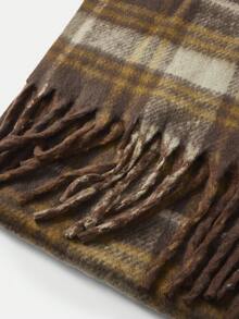 MOTF PREMIUM VERSATILE DOUBLE-SIDED PLAID FRINGE SCARF - Rust - View 9