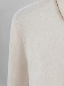 GlowEve 秋冬新品立领长袖修身纹理图案羊毛休闲度假 - 米色 - 查看 3