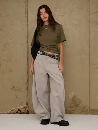 COUREZ Camiseta de manga corta con detalle de nudo en el bajo