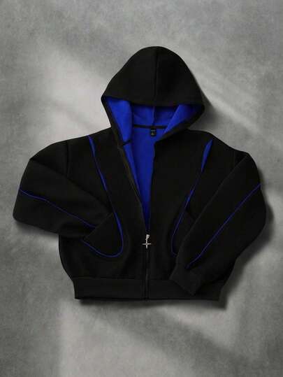 Street Life Sweat-shirt patchwork à couleurs contrastées pour hommes, style de rue rétro