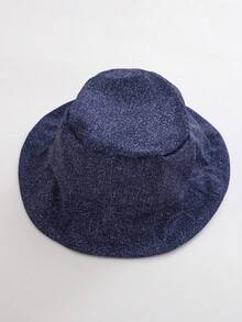 SHEIN 纹理T恤搭配牛仔印花短裤和渔夫帽，打造男婴休闲街头时尚造型 - 寶藍色 - 查看 5