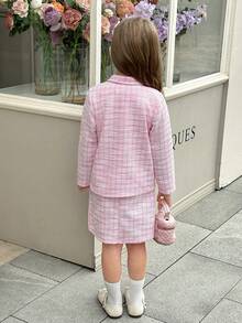 Elladie kids Young Girl Elegant Floral Lace Sleeveless Dress With Long Sleeve Cardigan Set, Girly Pink Cardigan Outfit Girl Jacket Suit - Pink - View 2