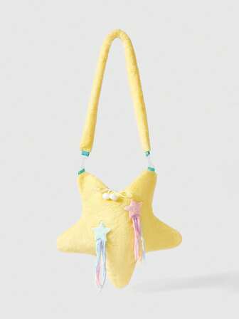 Anime Borsa a tracolla capiente con stampa di stelle cartoni animati, versatile in stile Y2K per vacanze, feste, shopping, fotografia, adatta per autunno/inverno