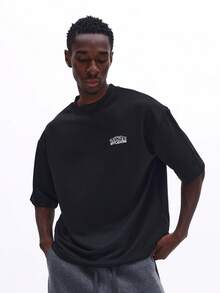 SUMWON Men's Regular Fit Short Sleeve Crew Neck T-Shirt With Large Back Graphic Print Summer Casual Tee Top - Black - View 4